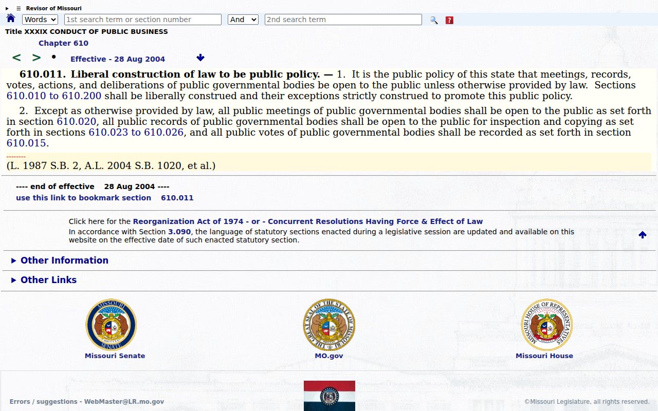 Moniteau County civil court docket Sunshine Law access source