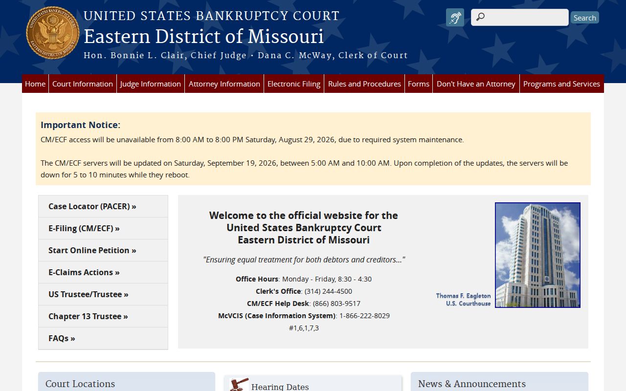 Moniteau County court record source showing the separate federal bankruptcy court record route