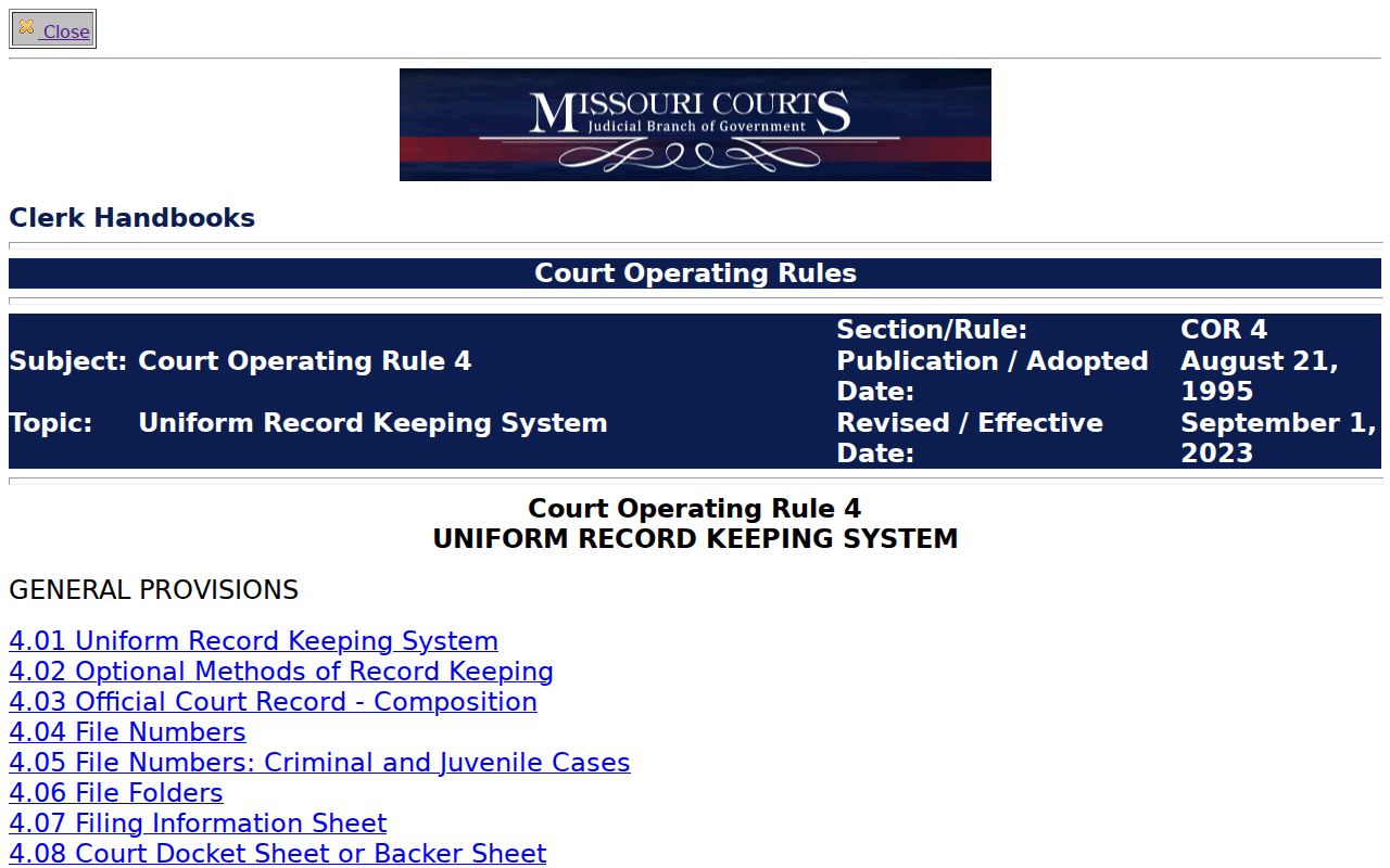 Moniteau County criminal court docket recordkeeping source