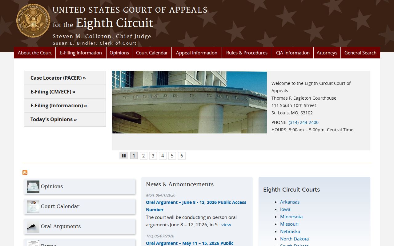 Moniteau County docket search source for separate federal appellate case records